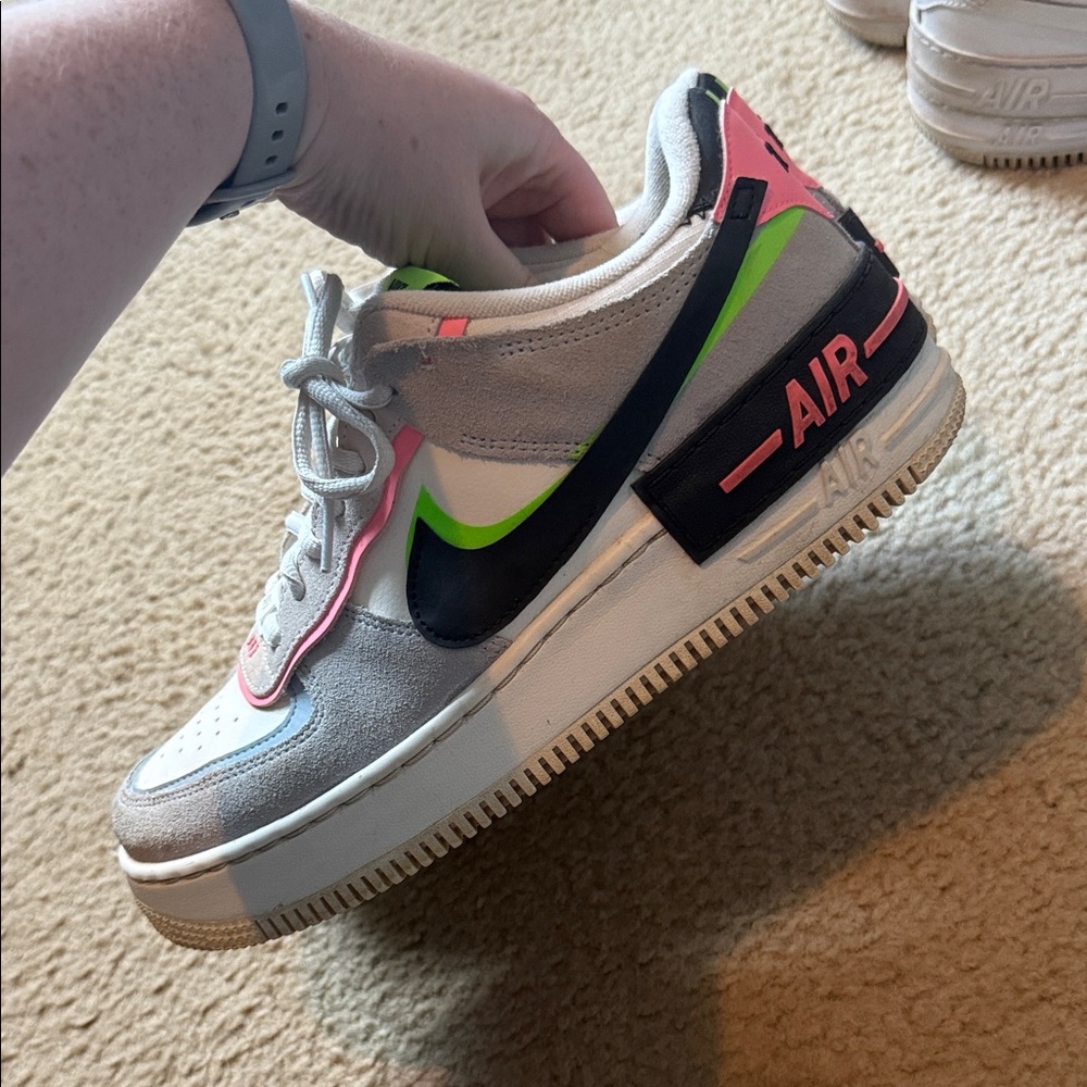 Nike Air Force 1 Shadows with Neon and Pink Accents
